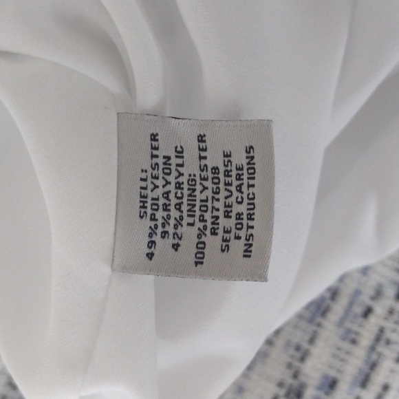 J. Peterman White & Blue Tweed Cap Sleeve Shift Dress Size 4 - Picture 6 of 9